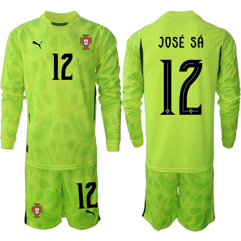 Men 2025-2026 Season Portugal Fluorescent green long sleeve goalkeeper #12 Soccer Jersey->portugal jersey->Soccer Country Jersey